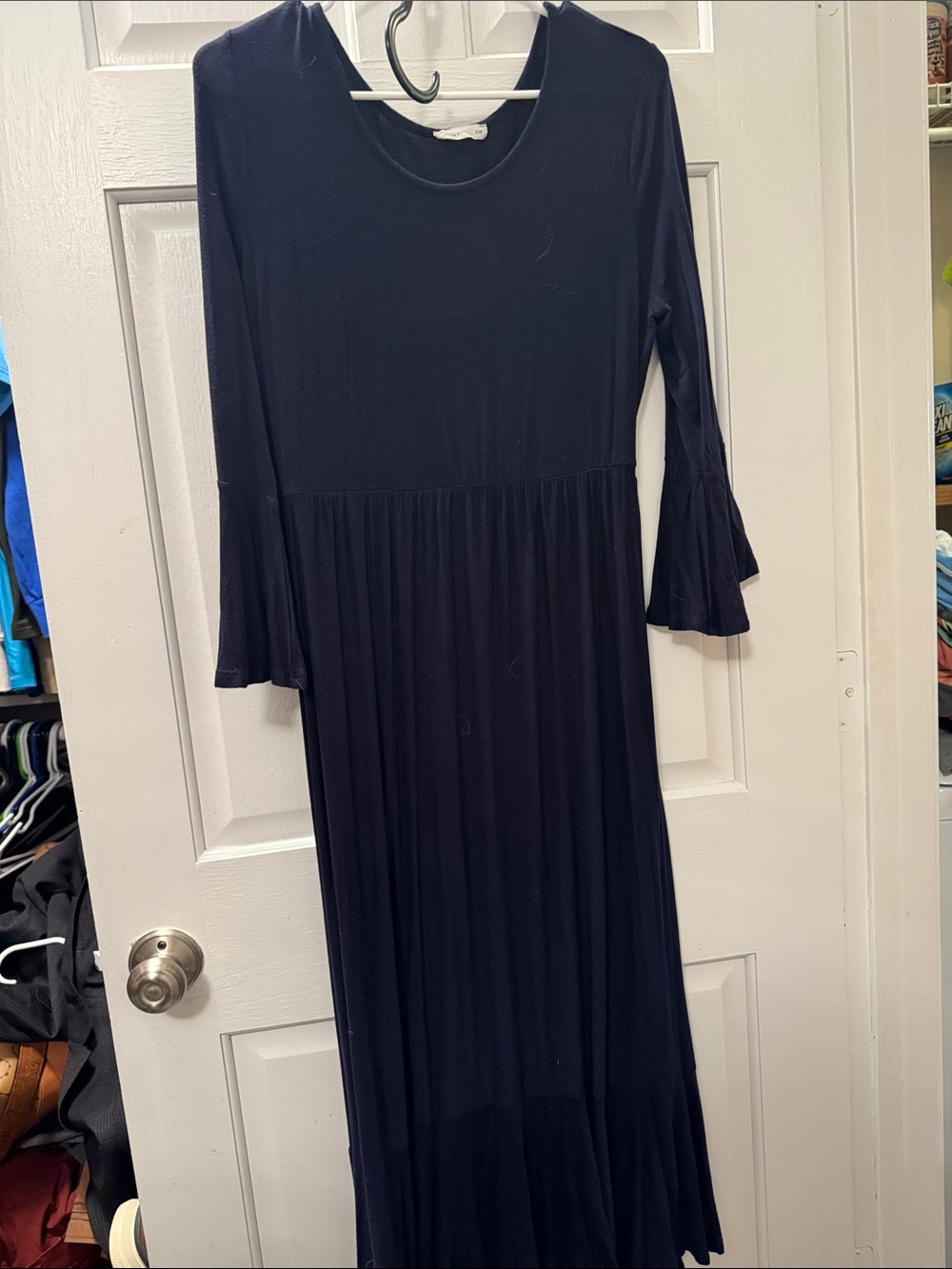 Women's maternity Navy Long Sleeve Maxi Dress